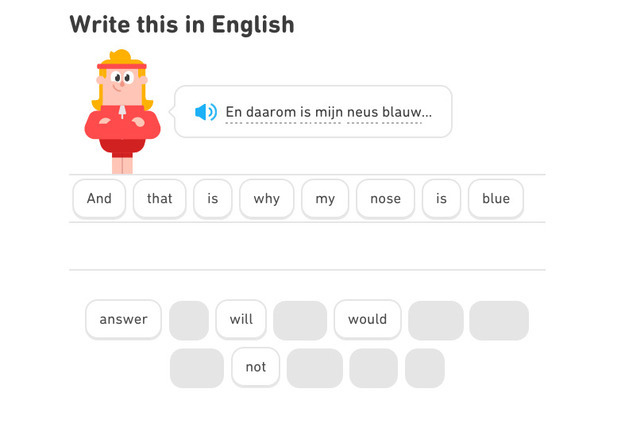 A Duolingo translation exercise