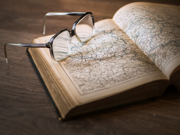 A map and glasses